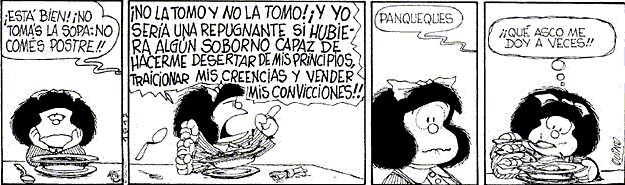 Se muestra una historieta de Mafalda para ejemplificar la narrativa gráfica.